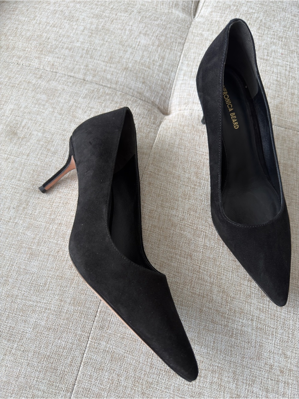 Veronica Beard Black Suede Pointed Pumps - Picture 3 of 6